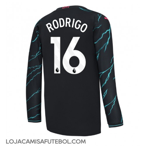 Camisa de Futebol Manchester City Rodri Hernandez #16 Equipamento Alternativo 2023-24 Manga Comprida